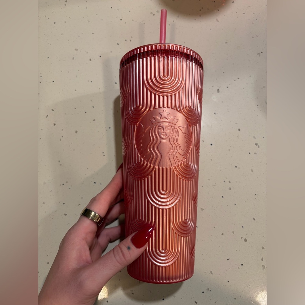 Starbucks Coral Textured Tumbler with Straw